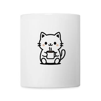 Cute Cat with Coffee Design - Mug - white - Front