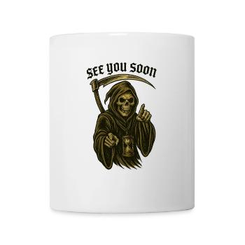 Old School Mäher – BIS BALD - Tasse - Weiß - Vorne