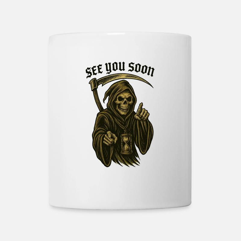 Old School Mäher – BIS BALD - Tasse - Weiß