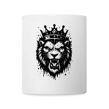 Royal Lion with Crown – Strong Animal Motif - Mug - white - Front