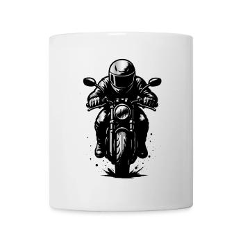 Motorradfahrer im Helm – Frontansicht Illustration - Tasse - Weiß - Vorne