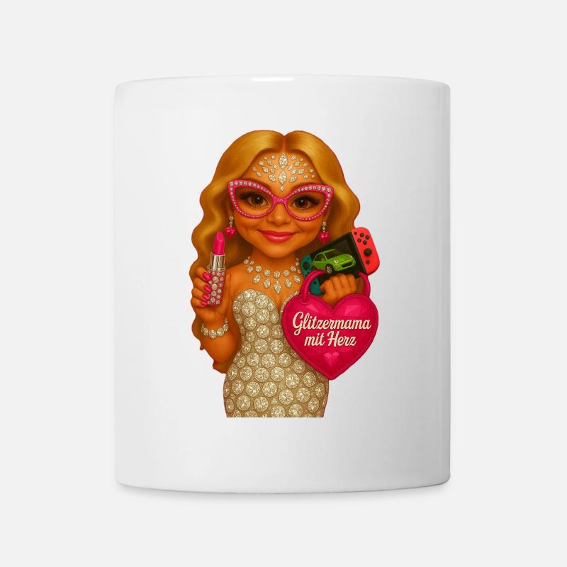 GlitzerMama mit Herz - Tasse - Weiß