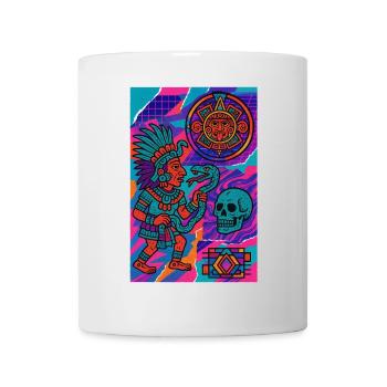 Guerrier aztèque et symboles - Mug blanc - blanc - Devant