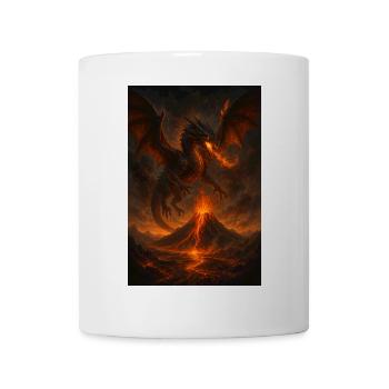 Feuerdrache über Vulkanlandschaft - Tasse - Weiß - Vorne