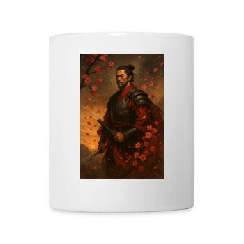 Samurai im Kirschblütensturm - Tasse - Weiß - Vorne