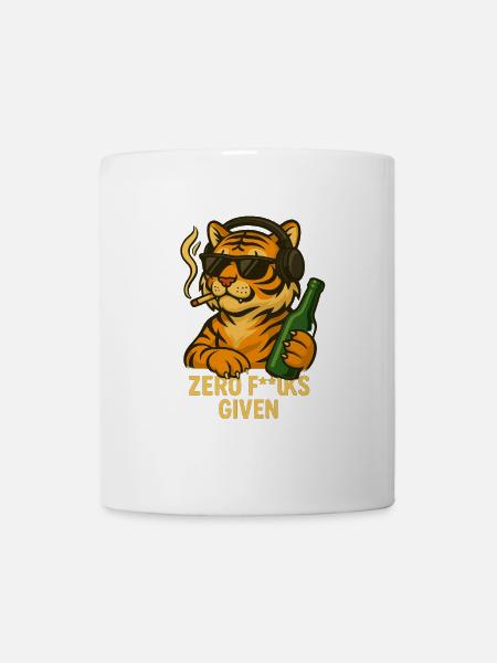 Badass Tiger – Zero F**ks Given - Tasse - Weiß
