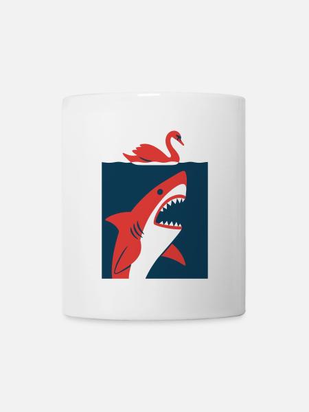 Schwan trifft Hai #2 - Tasse - Weiß