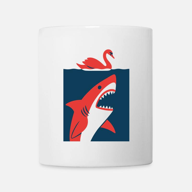 Schwan trifft Hai #2 - Tasse - Weiß