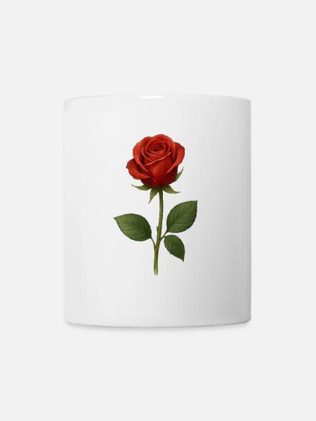 Rote Rose Kunstmotiv Druck - Tasse - Weiß