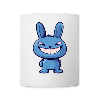 Evil Blue Bunny – Gruselige süße Cartoon Tierkunst - Tasse - Weiß - Vorne