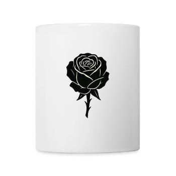 Schwarze Rose Umrissdesign - Tasse - Weiß - Vorne