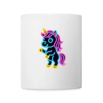 Süßes Neon Einhorn stehend | Bunt und leuchtend - Tasse - Weiß - Vorne