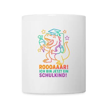Dino Einschulung | Rooaaar! Ich bin ein Schulkind - Tasse - Weiß - Vorne