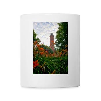 Leuchtturm Gąski, Leuchtturm, Blumen - Tasse - Weiß - Vorne