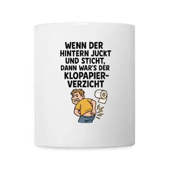 Witziger Klo Spruch Klopapier juckt - Tasse - Weiß - Vorne