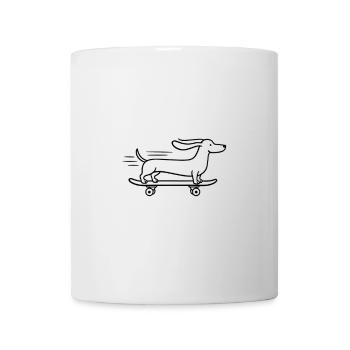 Dackel Dachshund Skateboard Line Art - Tasse - Weiß - Vorne