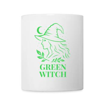 Green Witch mit Mond und Blättern in Grün - Tasse - Weiß - Vorne