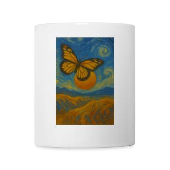Schmetterling im Van-Gogh-Stil - Tasse - Weiß - Vorne