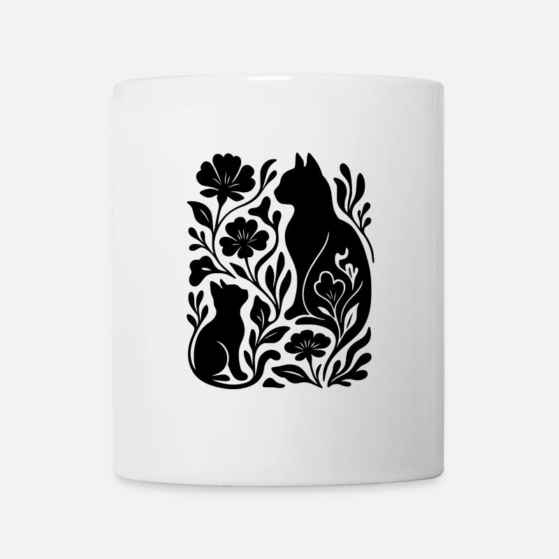 Chats et fleurs élégants – Élégant - Mug blanc - blanc