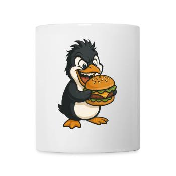 Pingouin frais avec hamburger Cheeseburger Restauration rapide - Mug blanc - blanc - Devant