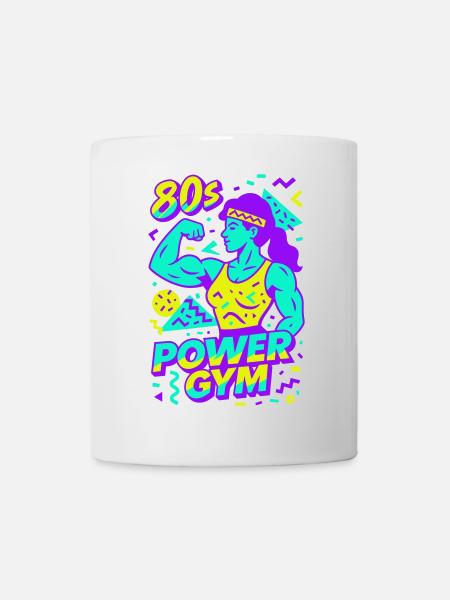 80s Power Gym / Strong Woman - Tasse - Weiß