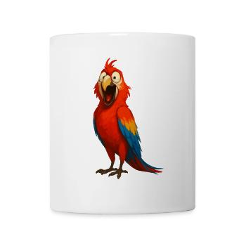 Funny Macaw Parrot – Colorful Cartoon Bird - Mug - white - Front