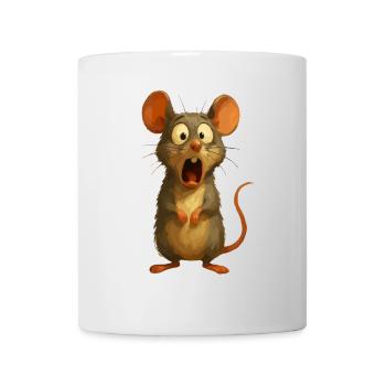 Funny Cartoon Mouse Surprised Comic Animal Motif - Mug - white - Front