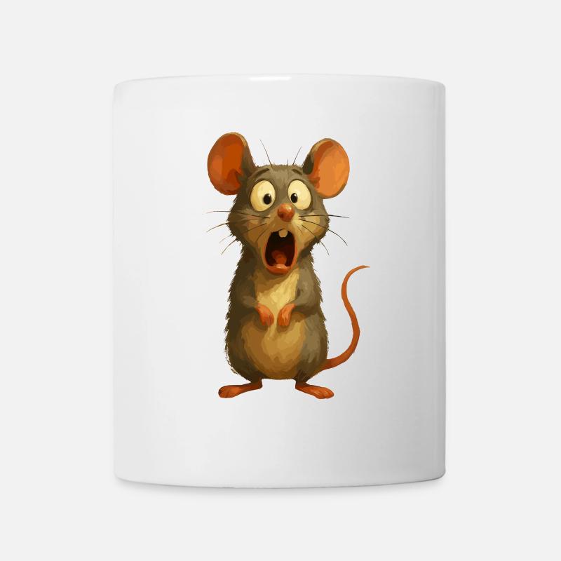 Funny Cartoon Mouse Surprised Comic Animal Motif - Mug - white