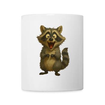 Dessin animé drôle de raton laveur - Motif d’animal drôle - Mug blanc - blanc - Devant