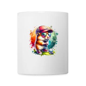 Funny hamster golfer on the golf course - Mug - white - Front