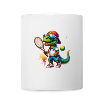 Dinosaur Dino Boy Tennis Player Sports - Mug - white - Front