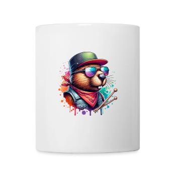 Beaver Drums Musician Animal Funny Rock - Mug - white - Front