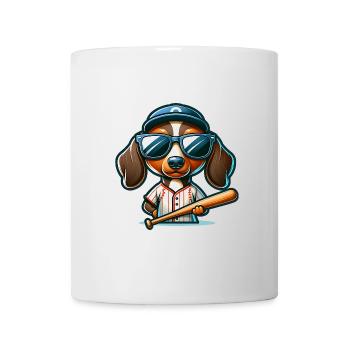Dackel Wiener Hund Baseballspieler Humor - Tasse - Weiß - Vorne