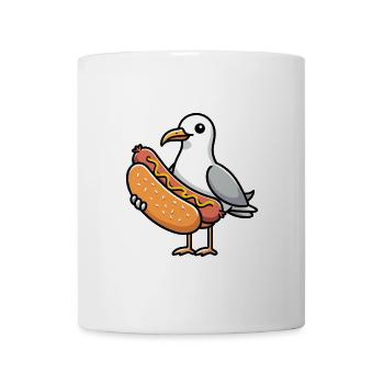 Mer du Nord, Mouette, Bratwurst, Saucisse, Hot-Dog, Restauration rapide - Mug blanc - blanc - Devant