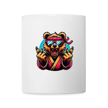 Cool Karate Bear With Sunglasses And Headband - Mug - white - Front