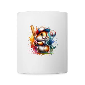Cute Hamster Baseball Player Watercolor - Mug - white - Front