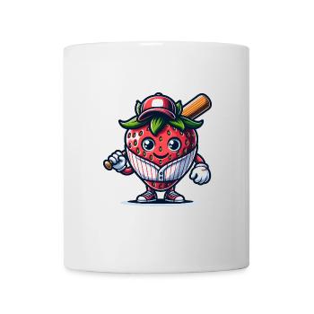 Lustiger Baseball Spieler Mit Erdbeeren Und Sport - Tasse - Weiß - Vorne