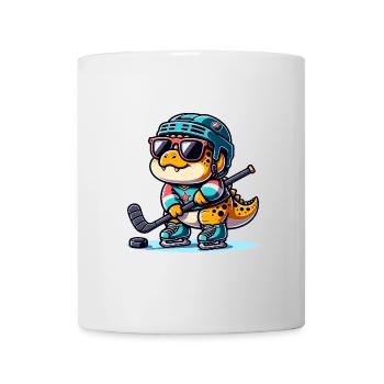 Cooler Dino Spielt Eishockey Mit Style - Tasse - Weiß - Vorne