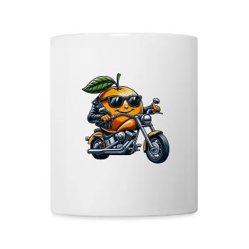 Cool Motorcycle Orange Biker Fruit - Mug - white - Front