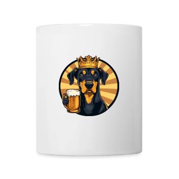 Dobermann Hund Bier Comic - Tasse - Weiß - Vorne