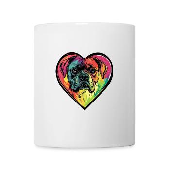 Boxer Hund Herz Liebe - Tasse - Weiß - Vorne