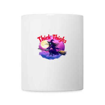 Halloween Hexe Dicke Oberschenkel Besen Reiten Spaß - Tasse - Weiß - Vorne