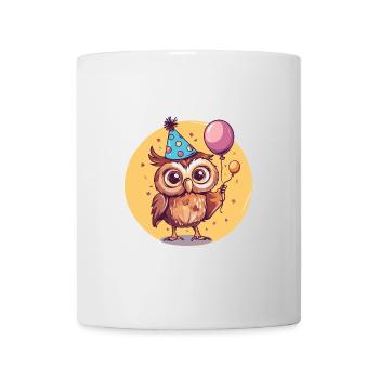Eule Geburtstag Comic - Tasse - Weiß - Vorne