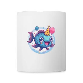 Piranha Fische Geburtstag Comic - Tasse - Weiß - Vorne