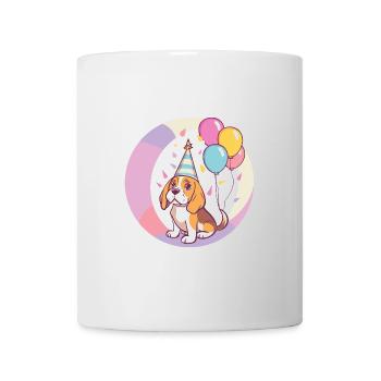 Beagle Hunde Geburtstag Comic - Tasse - Weiß - Vorne