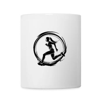 Silhouette de marathon de course à pied - Mug blanc - blanc - Devant