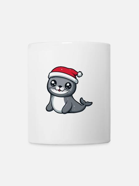 Robbe Tier Weihnachten Christmas - Tasse - Weiß