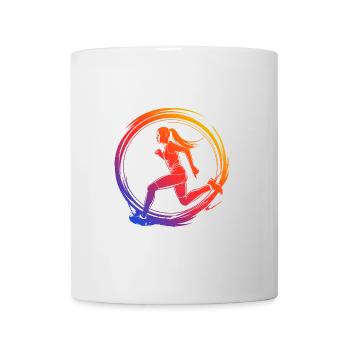 Running Marathon Silhouette Colorful - Mug - white - Front