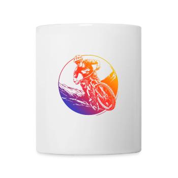 Mountainbike Fahrrad Silhouette Bunt - Tasse - Weiß - Vorne