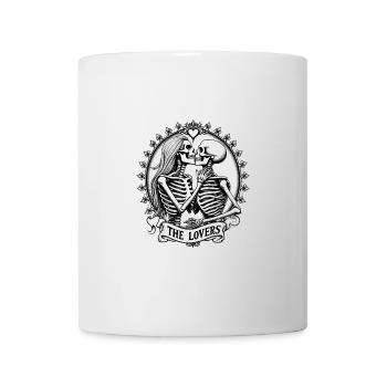 Die Liebenden: Dunkles romantisches Skelett Tarot Design - Tasse - Weiß - Vorne